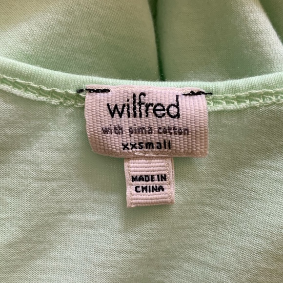 NWOT Aritizia Wilfred Pale Green Cotton Tee Shirt Size XXS - Picture 3 of 3